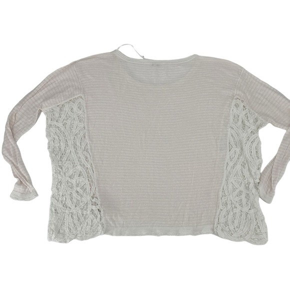 Free People Womens Pullover Sweater White Crochet Top Scoop Neck Knit Size M - Picture 3 of 9